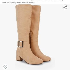 Faux-suede tall tan boots